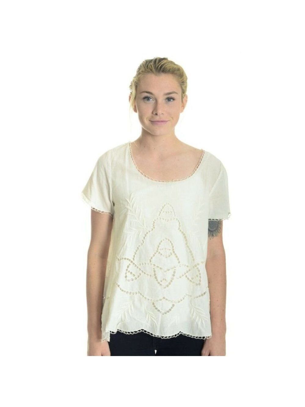 Joie Natesa Cotton Top in Porcelain Short Sleeve M